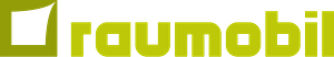 grünes raumobil logo mit stilisiertem quadrat und modernem schriftzug