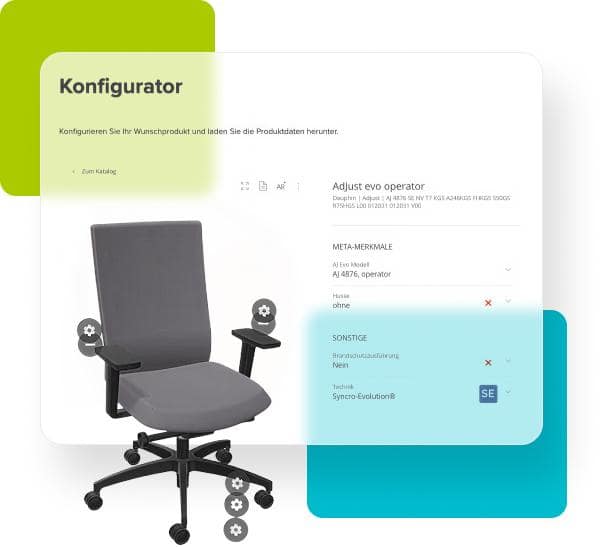 Bürostuhl aus Stoff mit Armlehnen und Rollen in dunklem Grau