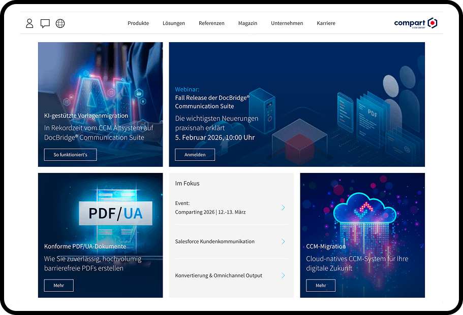 Digitale Illustrationen von KI, PDF-Dokumenten und Cloud-Systemen aus leuchtendem Neonlicht auf dunklem Hintergrund